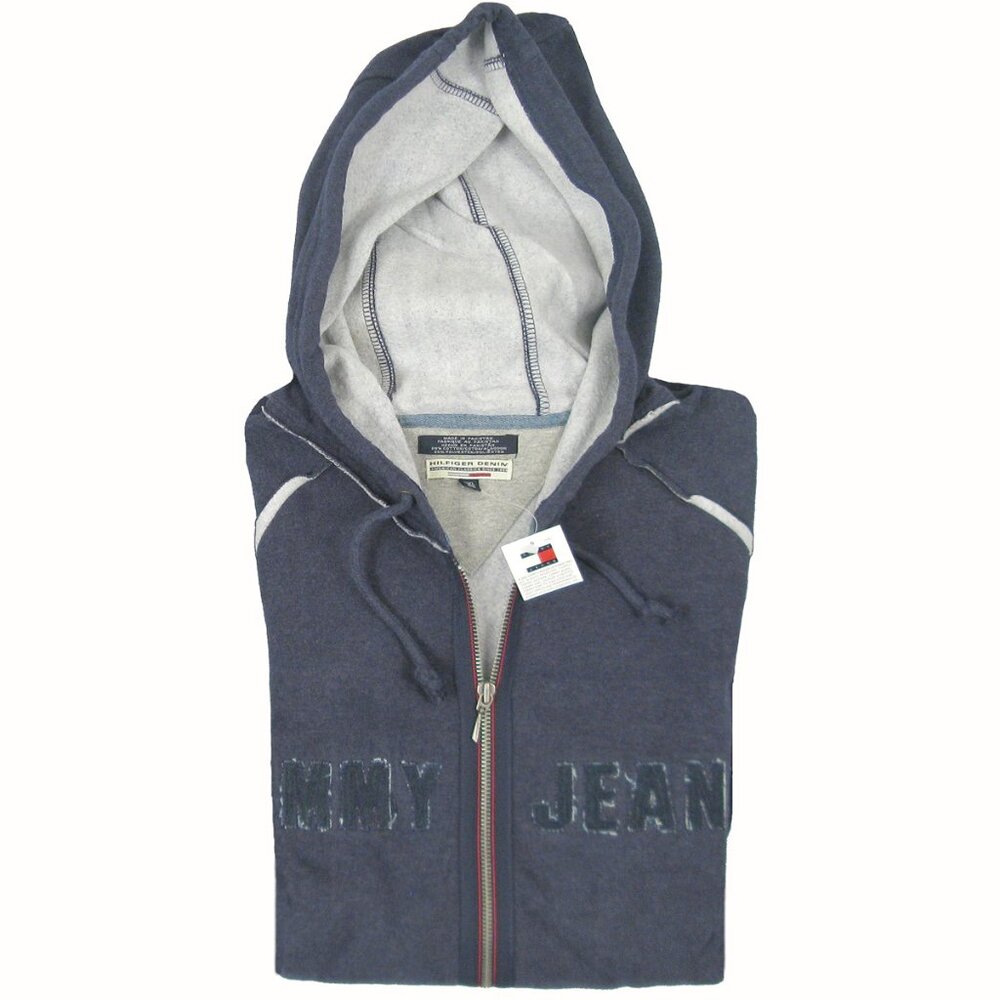 NEW Vintage Tommy Hilfiger Hoodie Sweatshirt XXL Blue Big Denim Blue Tommy Jeans